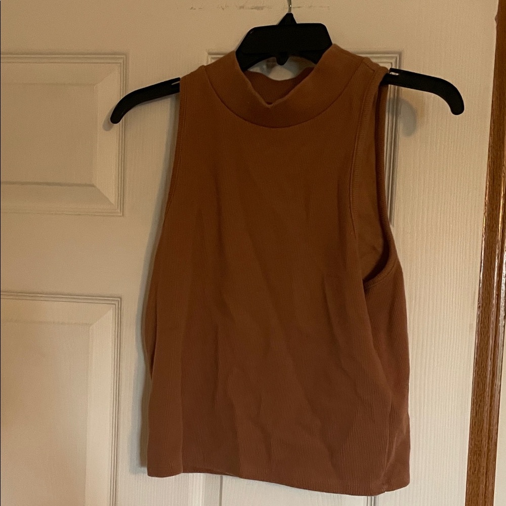 a new day High Neck Tan Crop Top